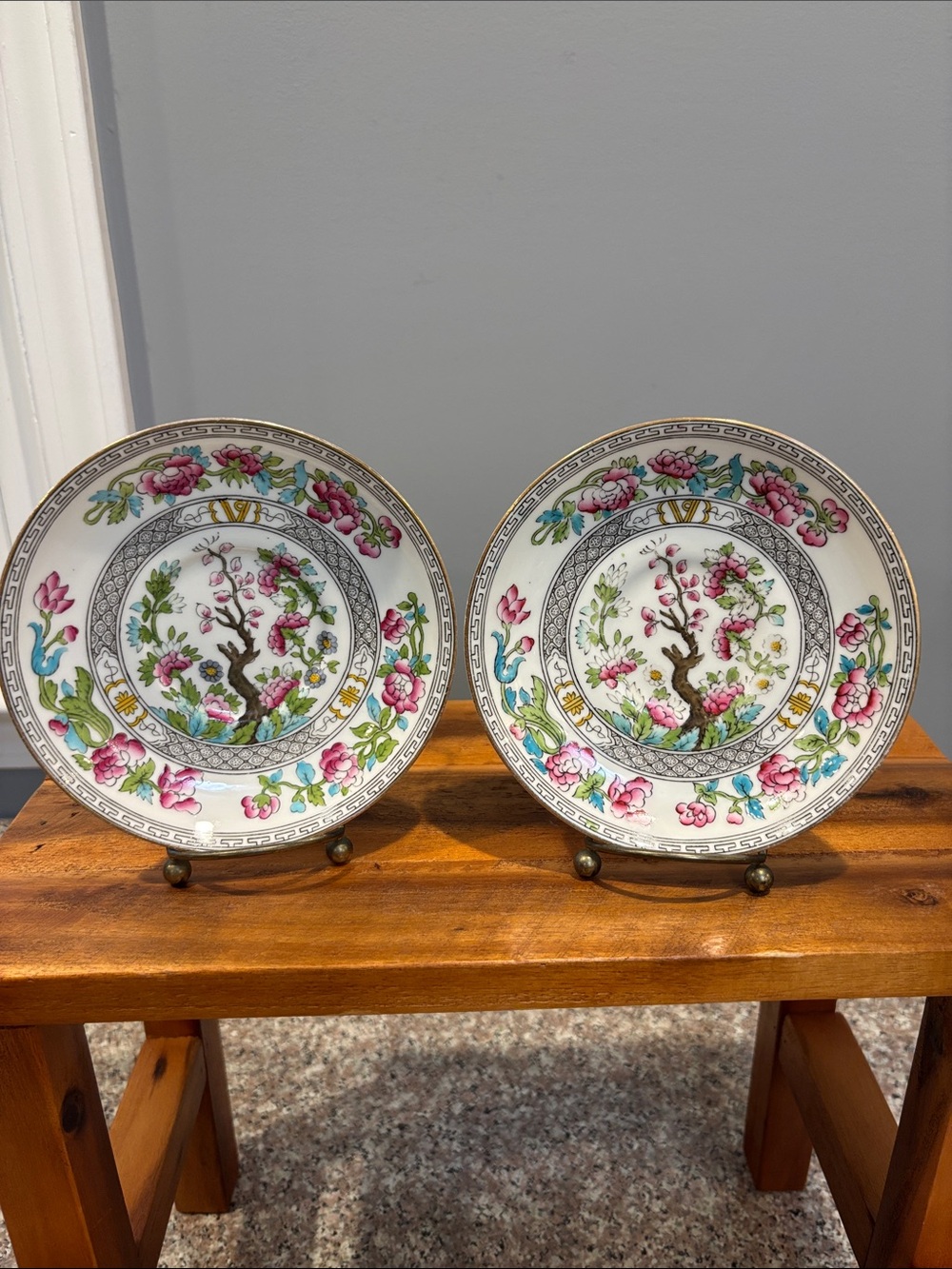 Aynsley China from England, Indian Tree pattern & Greek key saucers - Picture 3 of 14